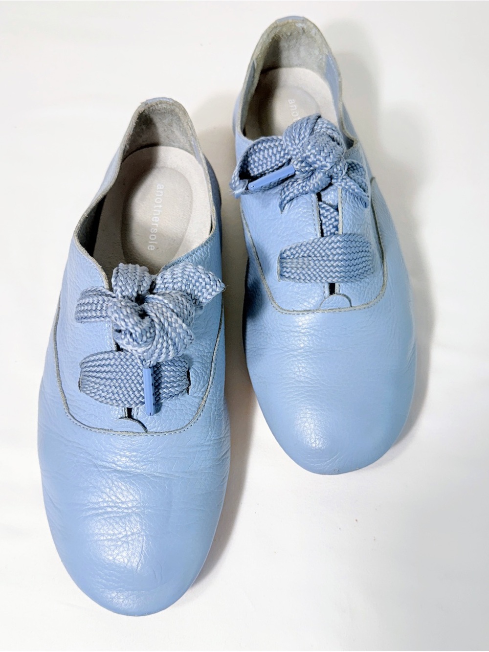Anothersole Light Blue Leather Lace Up Comfort Shoes EU 38